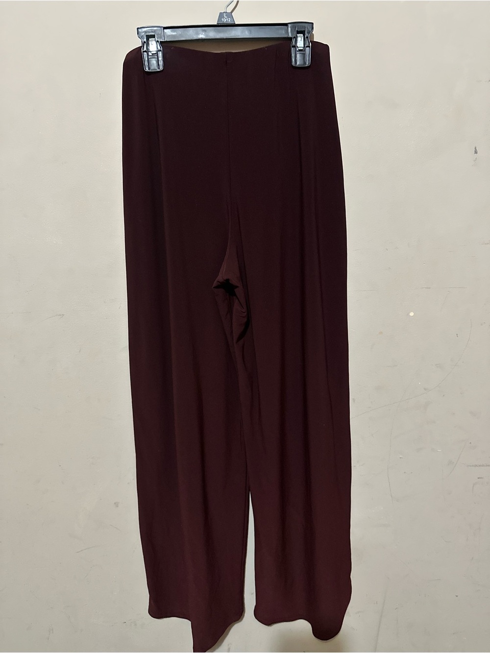 Sympli Rapt Pant Burgundy Jersey Knit Tulip Hem Stretch Elastic Waist Pockets 4 - Picture 2 of 5